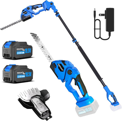 Hedge Trimmer Cordless, 21V Battery Powered Electric Hedge Trimmer Grass Shears with Battery and Charger Included, 2-in-1 Handheld Grass Cutter Shrub Trimmer for Gardens, Yards, Lawns