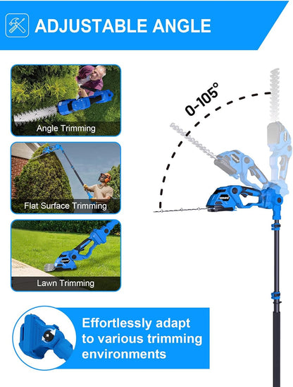 Hedge Trimmer Cordless, 21V Battery Powered Electric Hedge Trimmer Grass Shears with Battery and Charger Included, 2-in-1 Handheld Grass Cutter Shrub Trimmer for Gardens, Yards, Lawns