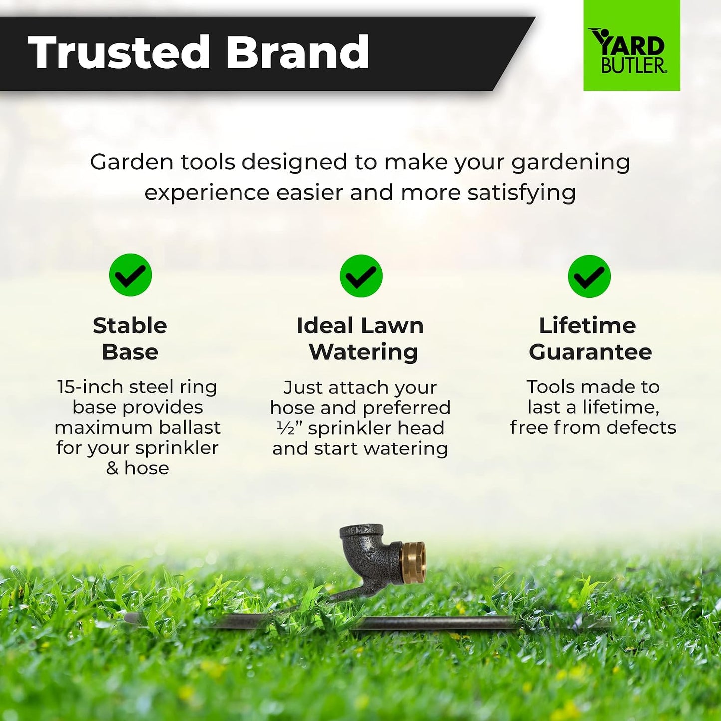 Ring Base Sprinkler Stand, Lawn Care Tool, 3/4" Head