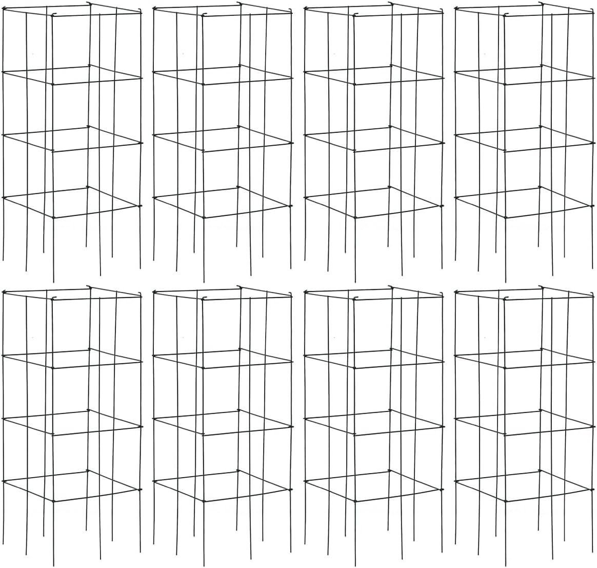 4 Pack Folding Tomato Cages, 39 Inches Tall Square Plant Support Cage for Garden Climbing Plants Flowers Fruits, Heavy Duty Tomato Vegetable Trellis