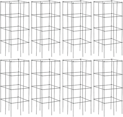 4 Pack Folding Tomato Cages, 39 Inches Tall Square Plant Support Cage for Garden Climbing Plants Flowers Fruits, Heavy Duty Tomato Vegetable Trellis