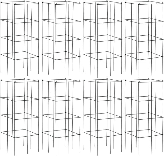 4 Pack Folding Tomato Cages, 39 Inches Tall Square Plant Support Cage for Garden Climbing Plants Flowers Fruits, Heavy Duty Tomato Vegetable Trellis
