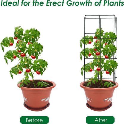 4 Pack Folding Tomato Cages, 39 Inches Tall Square Plant Support Cage for Garden Climbing Plants Flowers Fruits, Heavy Duty Tomato Vegetable Trellis