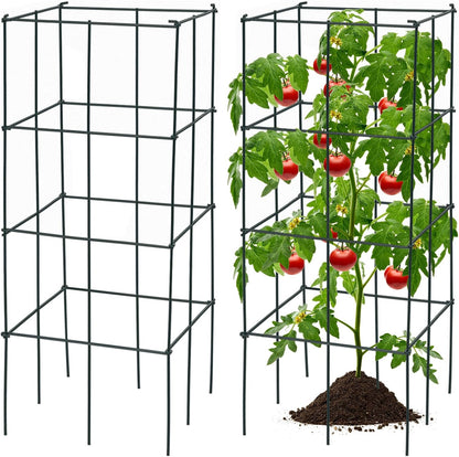 4 Pack Folding Tomato Cages, 39 Inches Tall Square Plant Support Cage for Garden Climbing Plants Flowers Fruits, Heavy Duty Tomato Vegetable Trellis