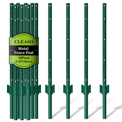 Metal Fence Posts Heavy Duty U-Post Stakes for Wire Fencing, 5 FT Black