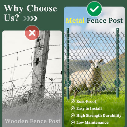 Metal Fence Posts Heavy Duty U-Post Stakes for Wire Fencing, 5 FT Black