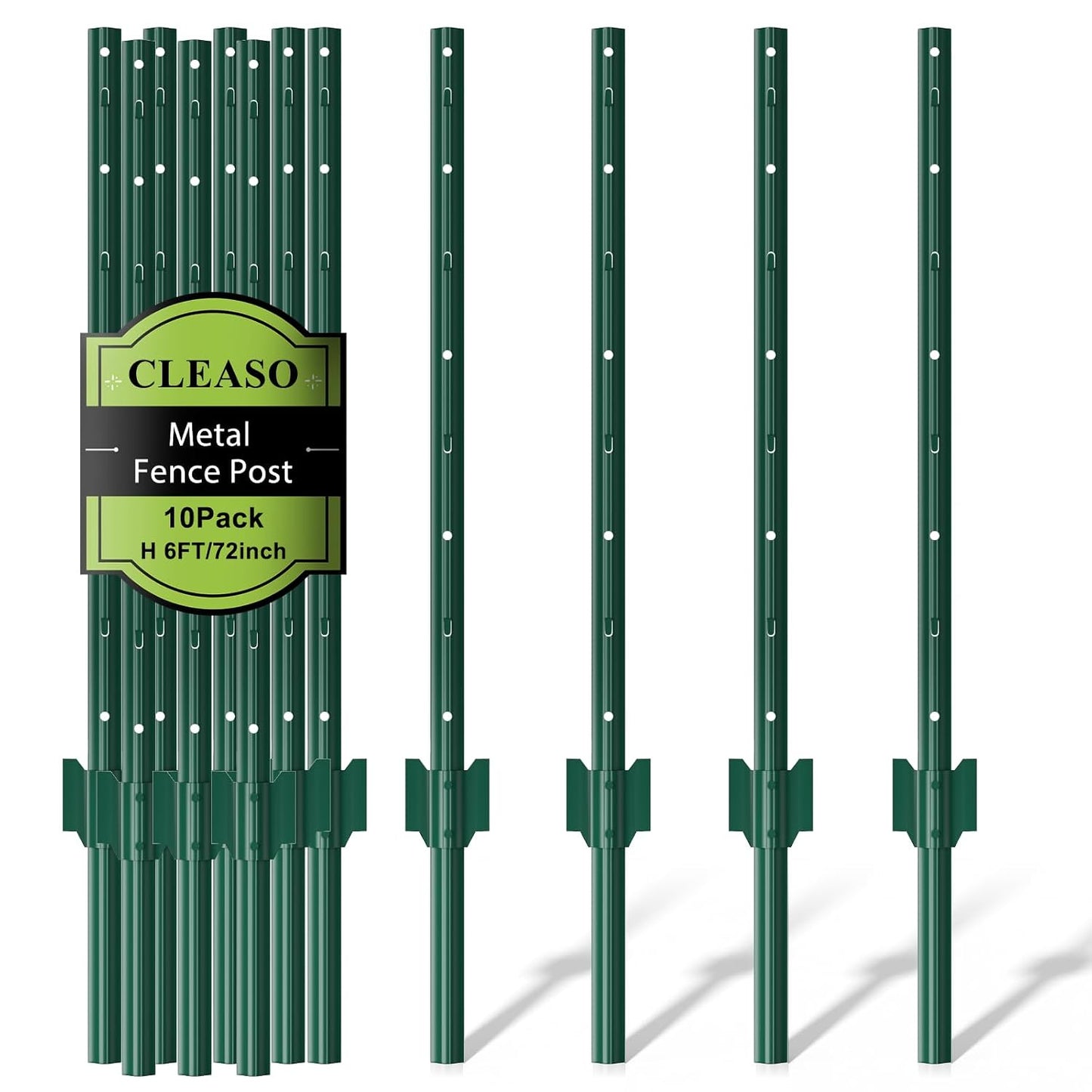 Metal Fence Posts Heavy Duty U-Post Stakes for Wire Fencing, 5 FT Black