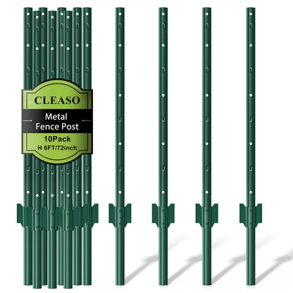 Metal Fence Posts Heavy Duty U-Post Stakes for Wire Fencing, 5 FT Black