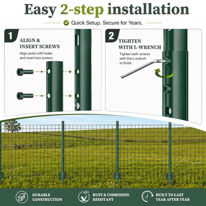 Metal Fence Posts Heavy Duty U-Post Stakes for Wire Fencing, 5 FT Black