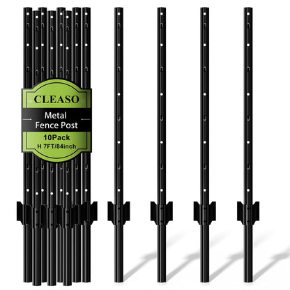 Metal Fence Posts Heavy Duty U-Post Stakes for Wire Fencing, 5 FT Black