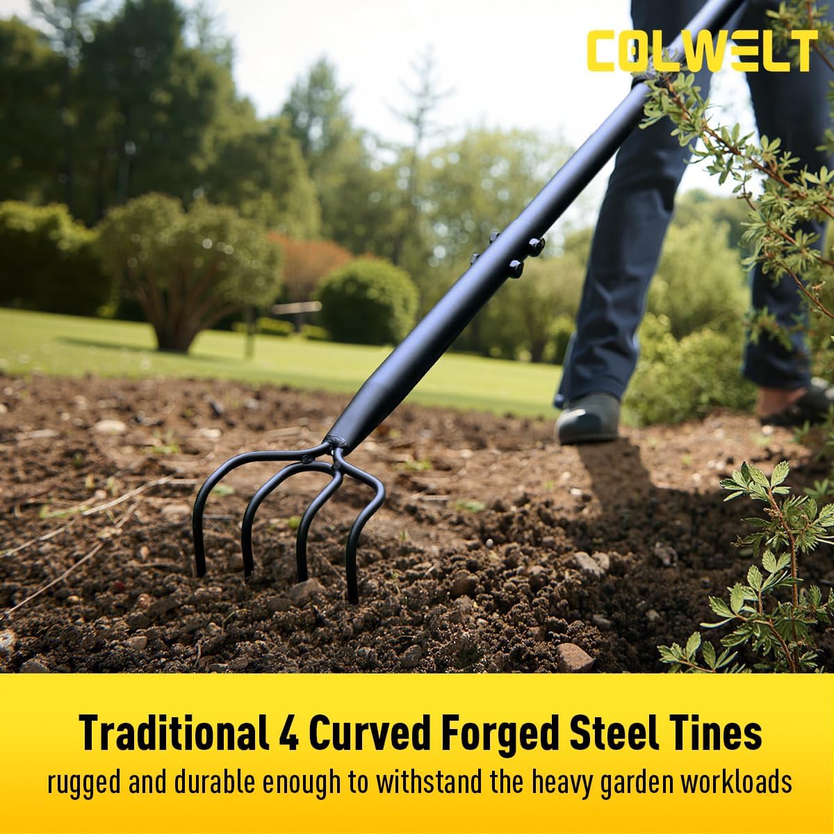 4 Tine Cultivator Rake 59'', 4 Prong Claw Garden Rake Long Handle