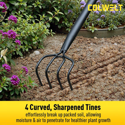 4 Tine Cultivator Rake 59'', 4 Prong Claw Garden Rake Long Handle