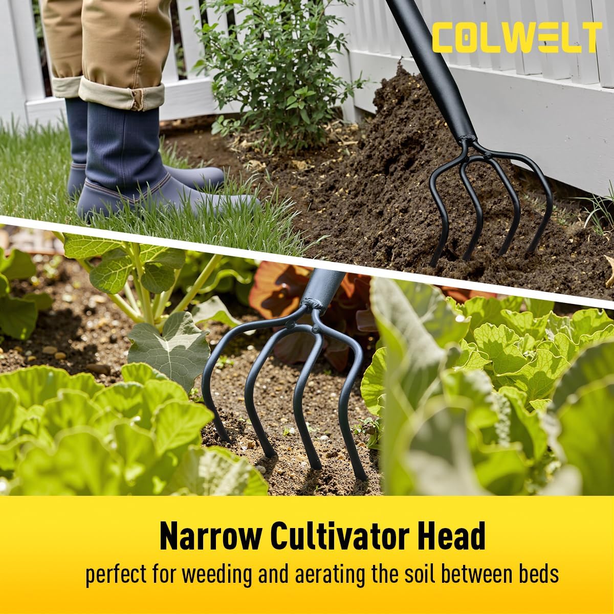 4 Tine Cultivator Rake 59'', 4 Prong Claw Garden Rake Long Handle