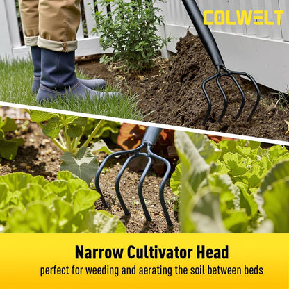 4 Tine Cultivator Rake 59'', 4 Prong Claw Garden Rake Long Handle