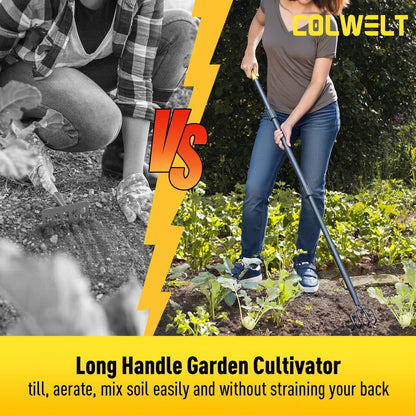 4 Tine Cultivator Rake 59'', 4 Prong Claw Garden Rake Long Handle