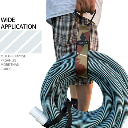 2 PCS Camouflage Heavy Duty Carrying Strap Extension Cord Organizer & Hose Storage Straps–28" Nylon-Like PP, Adjustable Hook and Loop Wrap It Storage Straps Velcro for Garage Tools, Garden Hose
