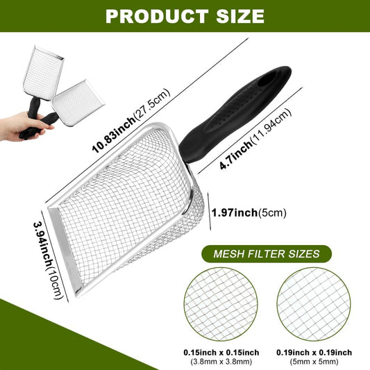 2-Pack Gardening Soil Sifter Set, 2-in-1 Soil Sifter and Shovel with 3.8mm & 5.0mm Sieves, Stainless Steel Compost Sifters Potting Scoop for SOI-l Screening, Rock Removal(Color:Black)
