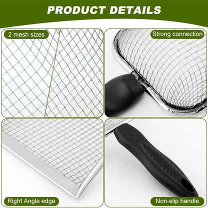 2-Pack Gardening Soil Sifter Set, 2-in-1 Soil Sifter and Shovel with 3.8mm & 5.0mm Sieves, Stainless Steel Compost Sifters Potting Scoop for SOI-l Screening, Rock Removal(Color:Black)