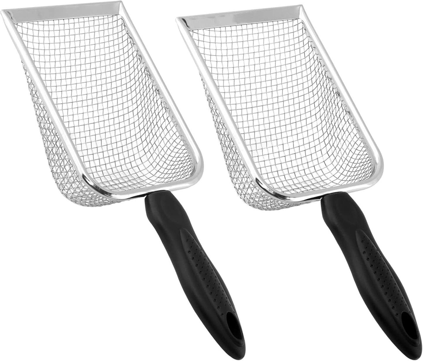 2-Pack Gardening Soil Sifter Set, 2-in-1 Soil Sifter and Shovel with 3.8mm & 5.0mm Sieves, Stainless Steel Compost Sifters Potting Scoop for SOI-l Screening, Rock Removal(Color:Black)