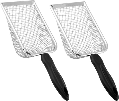 2-Pack Gardening Soil Sifter Set, 2-in-1 Soil Sifter and Shovel with 3.8mm & 5.0mm Sieves, Stainless Steel Compost Sifters Potting Scoop for SOI-l Screening, Rock Removal(Color:Black)