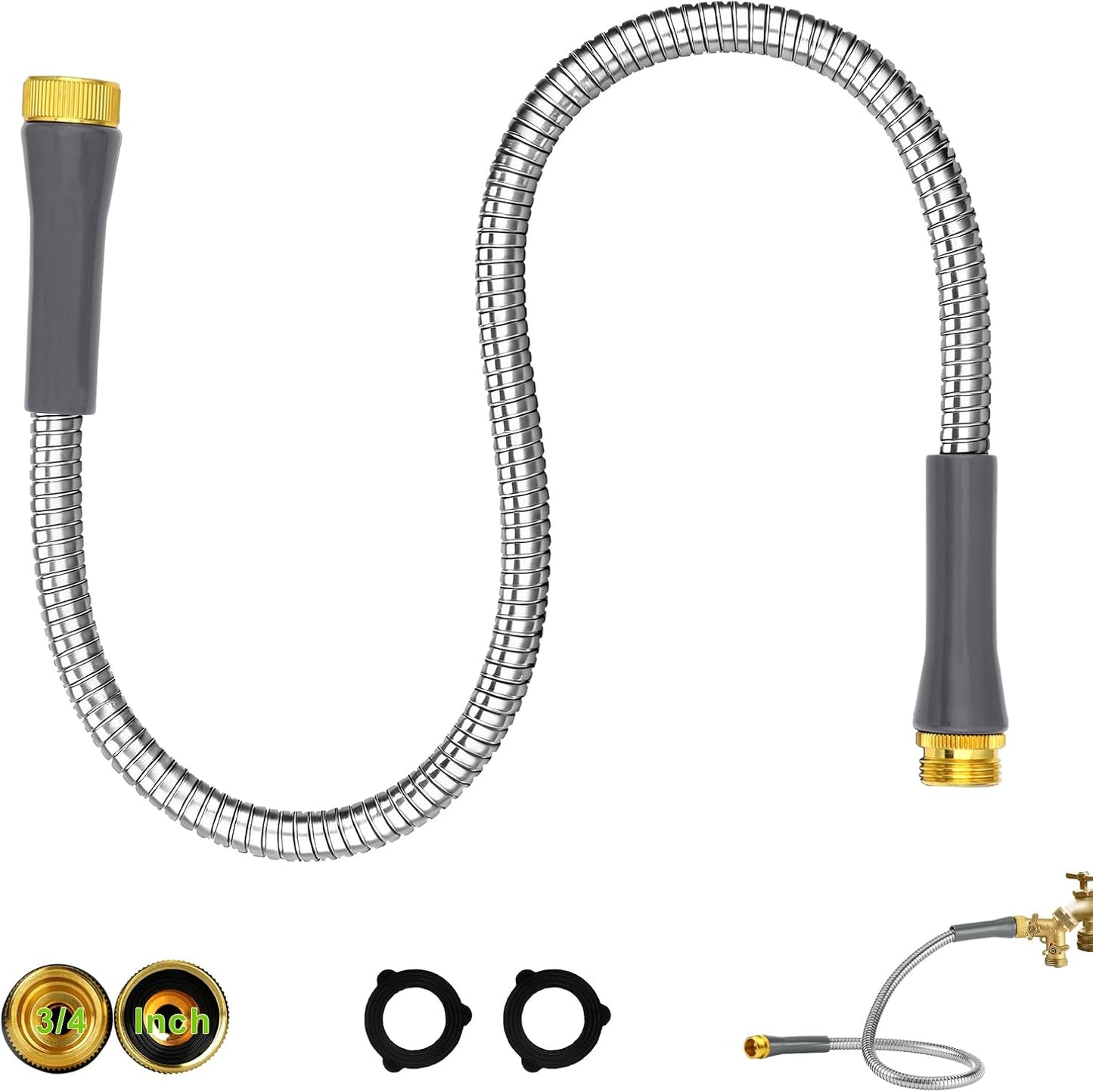 Short Garden Hose 3ft, Stainless Steel Male to Female Leader Hose