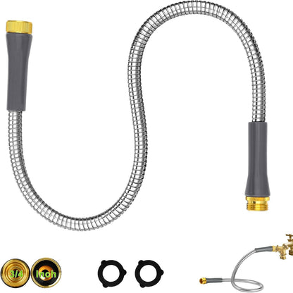 Short Garden Hose 3ft, Stainless Steel Male to Female Leader Hose