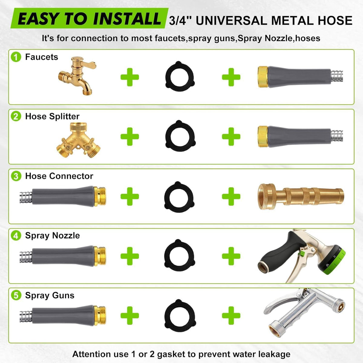 Short Garden Hose 3ft, Stainless Steel Male to Female Leader Hose