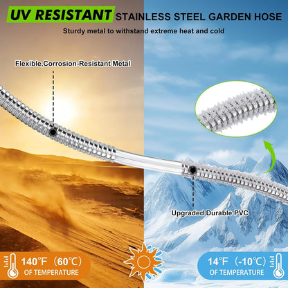 Short Garden Hose 3ft, Stainless Steel Male to Female Leader Hose