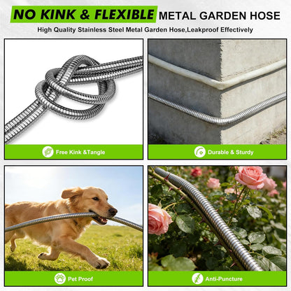 Short Garden Hose 3ft, Stainless Steel Male to Female Leader Hose