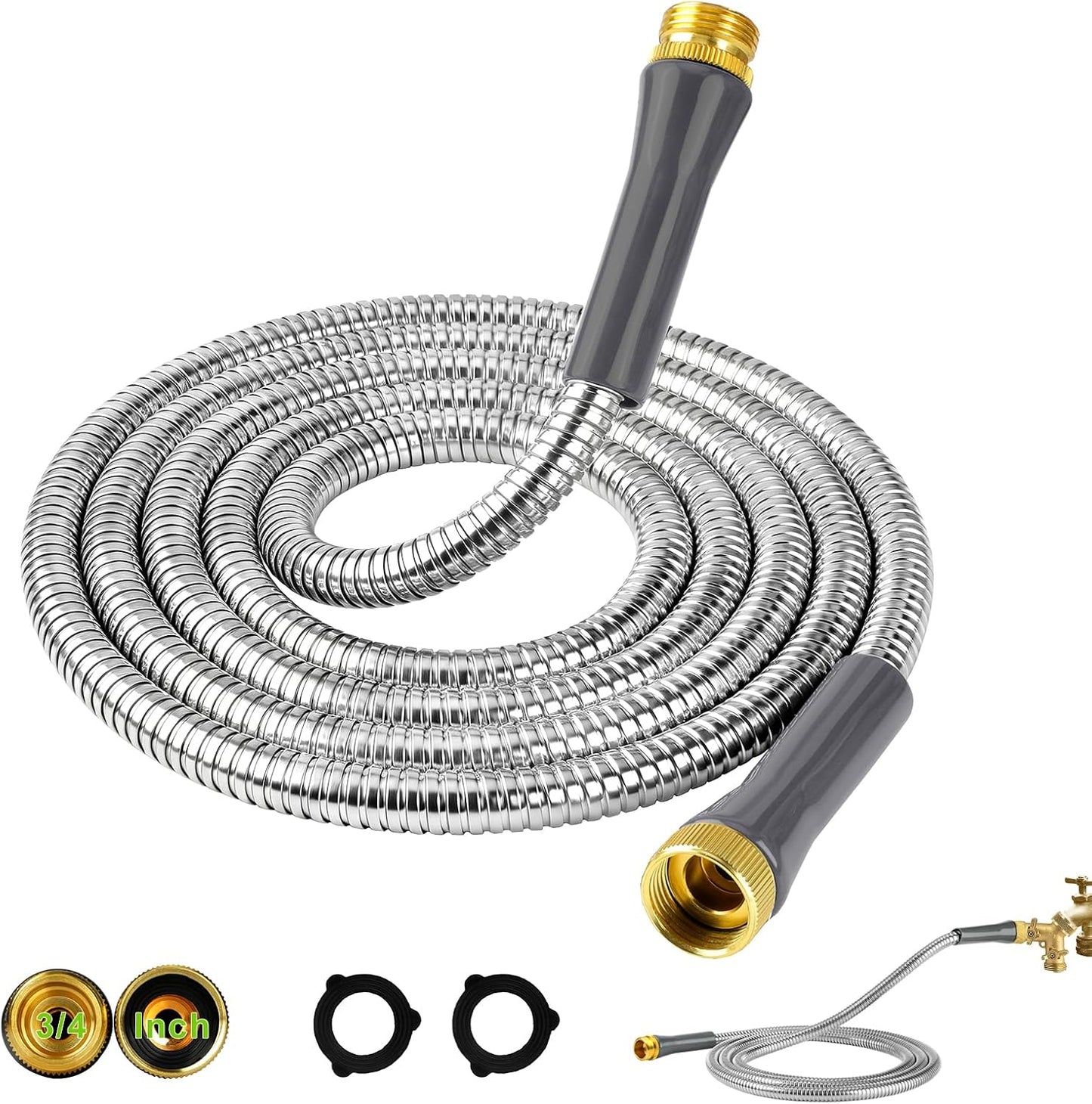 Short Garden Hose 3ft, Stainless Steel Male to Female Leader Hose