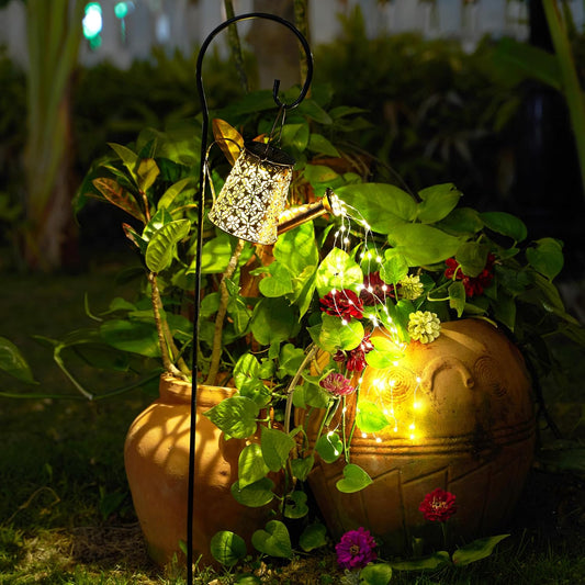 Solar Watering Can Lights with Cascading Lights,Solar Lantern Light Outdoor,Large Hanging Solar Powered Lantern Outdoor,Garden Porch Patio Yard Decor,Gardening Gifts for Women