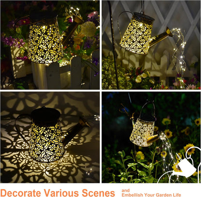 Solar Watering Can Lights with Cascading Lights,Solar Lantern Light Outdoor,Large Hanging Solar Powered Lantern Outdoor,Garden Porch Patio Yard Decor,Gardening Gifts for Women
