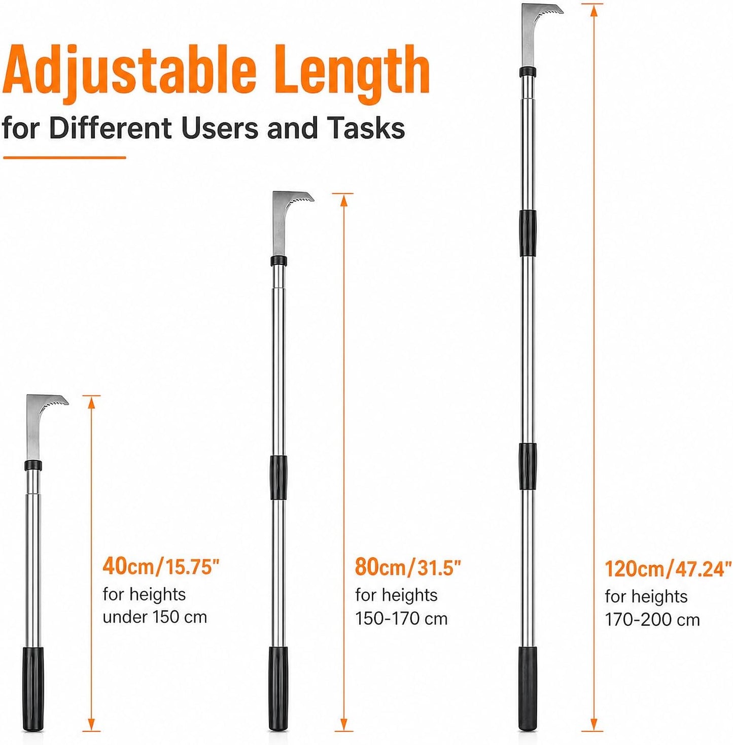 47.24'' Crack Weeder, Stainless Steel Manual Crevice Weeding Tool, Long Handle Weed Grabber Remover, L-Shaped Manual Weeder Puller, Durable Crevice Weeding Tool for Sidewalk Garden Lawn