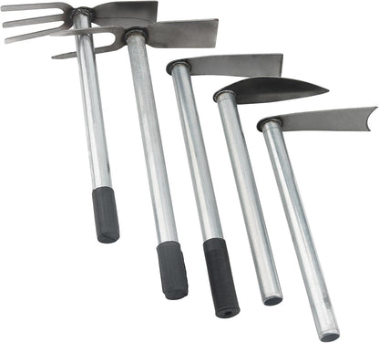 5 PCS Garden Hoe Tool Set, Cultivator Hand Tiller, Digging Hoes