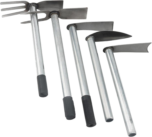 5 PCS Garden Hoe Tool Set, Cultivator Hand Tiller, Digging Hoes