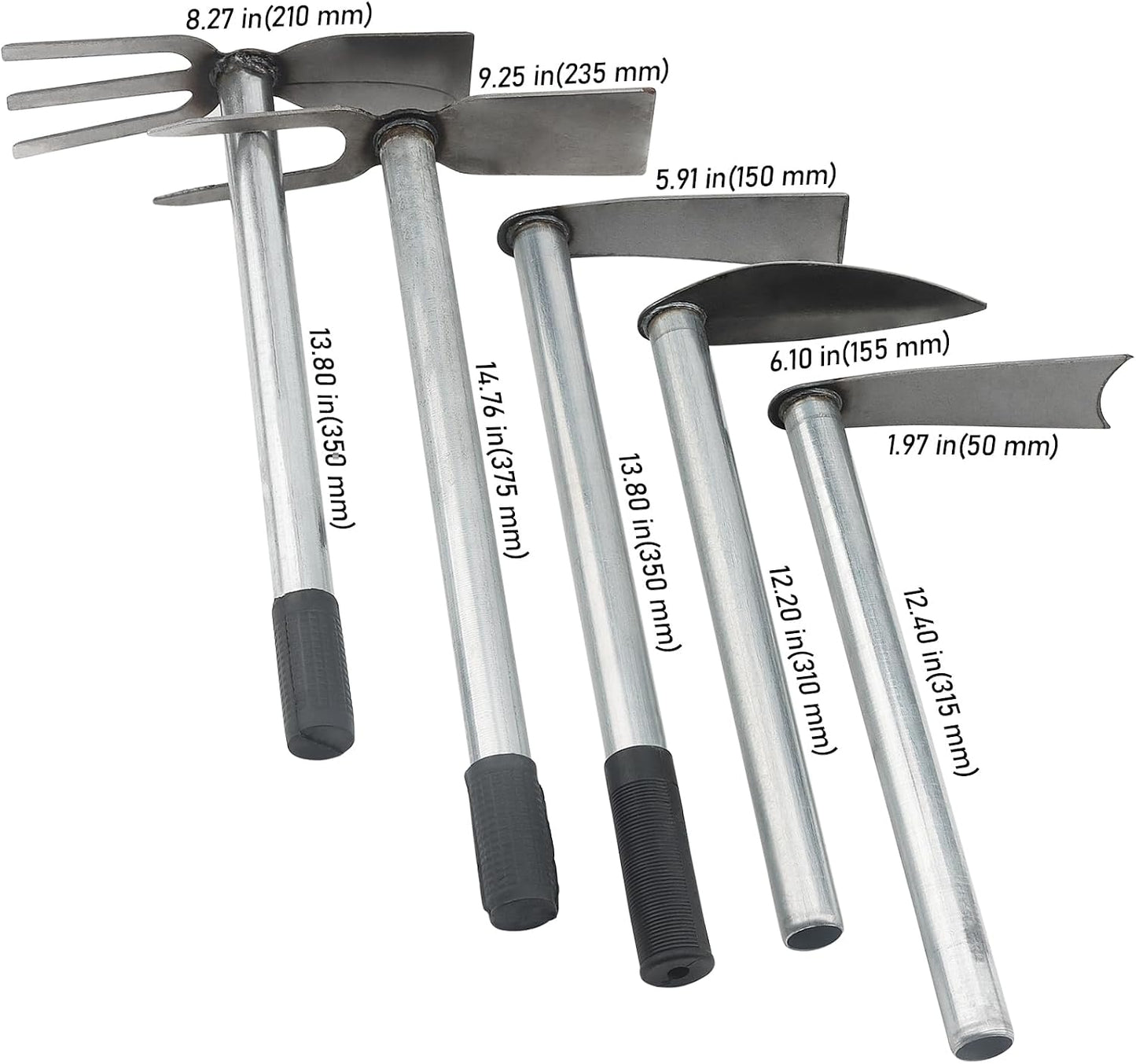 5 PCS Garden Hoe Tool Set, Cultivator Hand Tiller, Digging Hoes