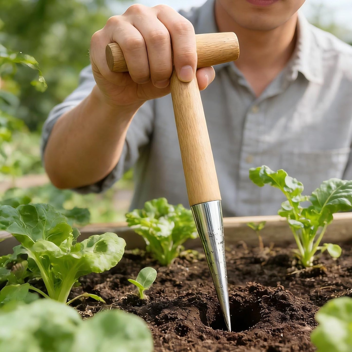 Garden Seed Dibber Planter Tool, Hand Bulb Hole Digger Tool