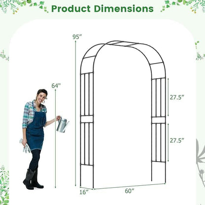 Moccha Garden Arch Arbor Trellis, 7.2Ft Outdoor Steel Arbor with Stakes, Metal Archway for Climbing Plants, Wide Sturdy Garden Arch for Lawn, Party, Ceremony Wedding Decoration, Black