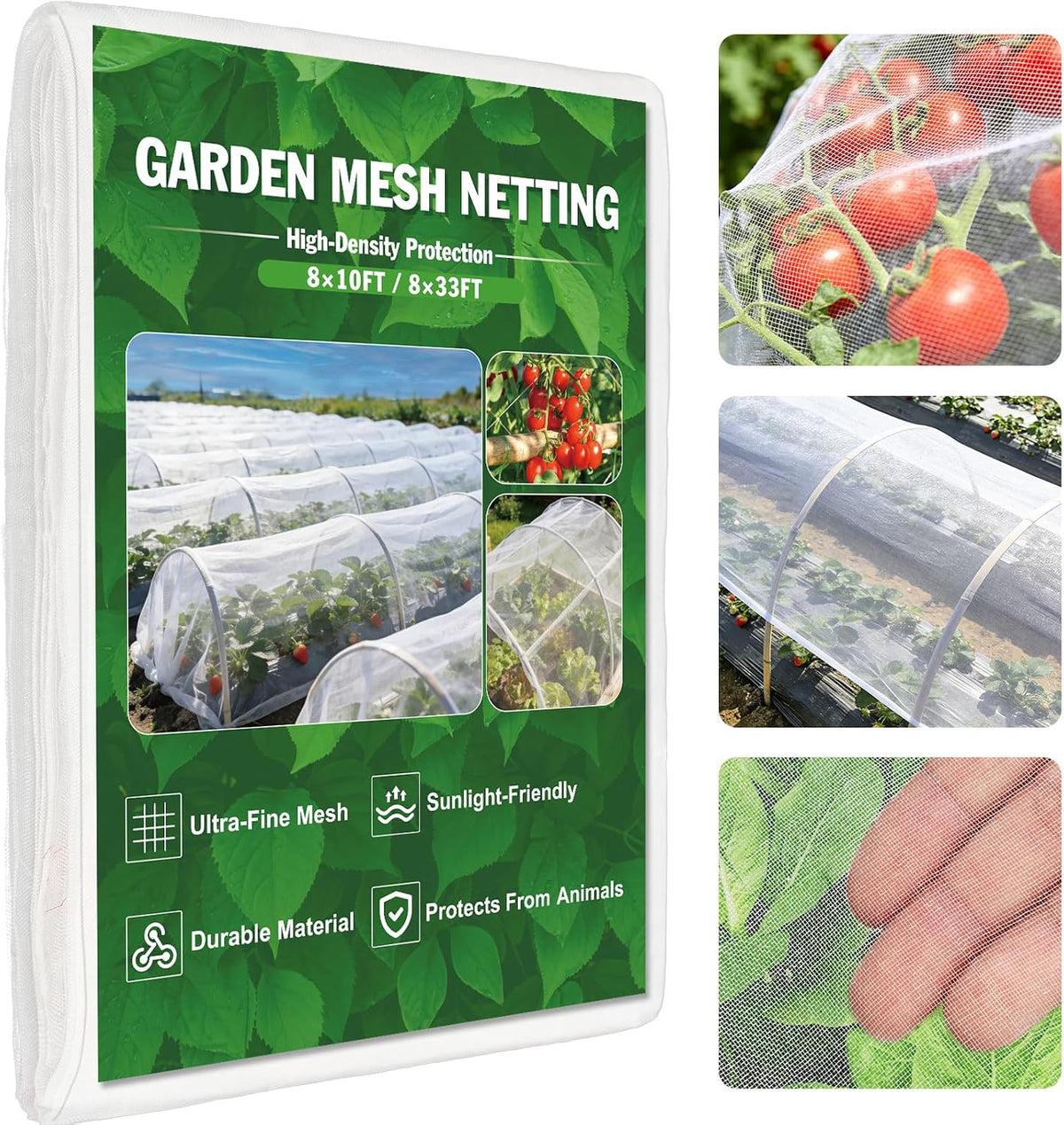 Deer Fence Netting Garden Netting Bird Netting - 7x100ft UV-Protected Garden Fence for Plant with 3/4" Fine Mesh - Includes 10 Stakes & 50 Zip Ties for Easy Installation