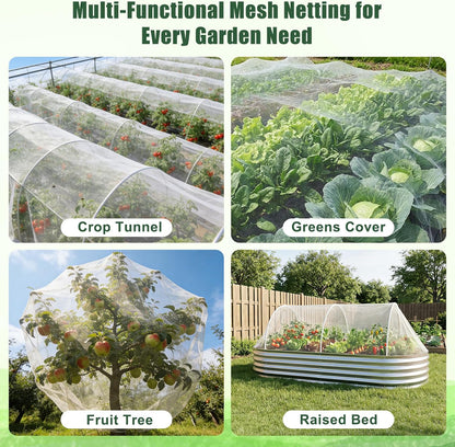 Deer Fence Netting Garden Netting Bird Netting - 7x100ft UV-Protected Garden Fence for Plant with 3/4" Fine Mesh - Includes 10 Stakes & 50 Zip Ties for Easy Installation