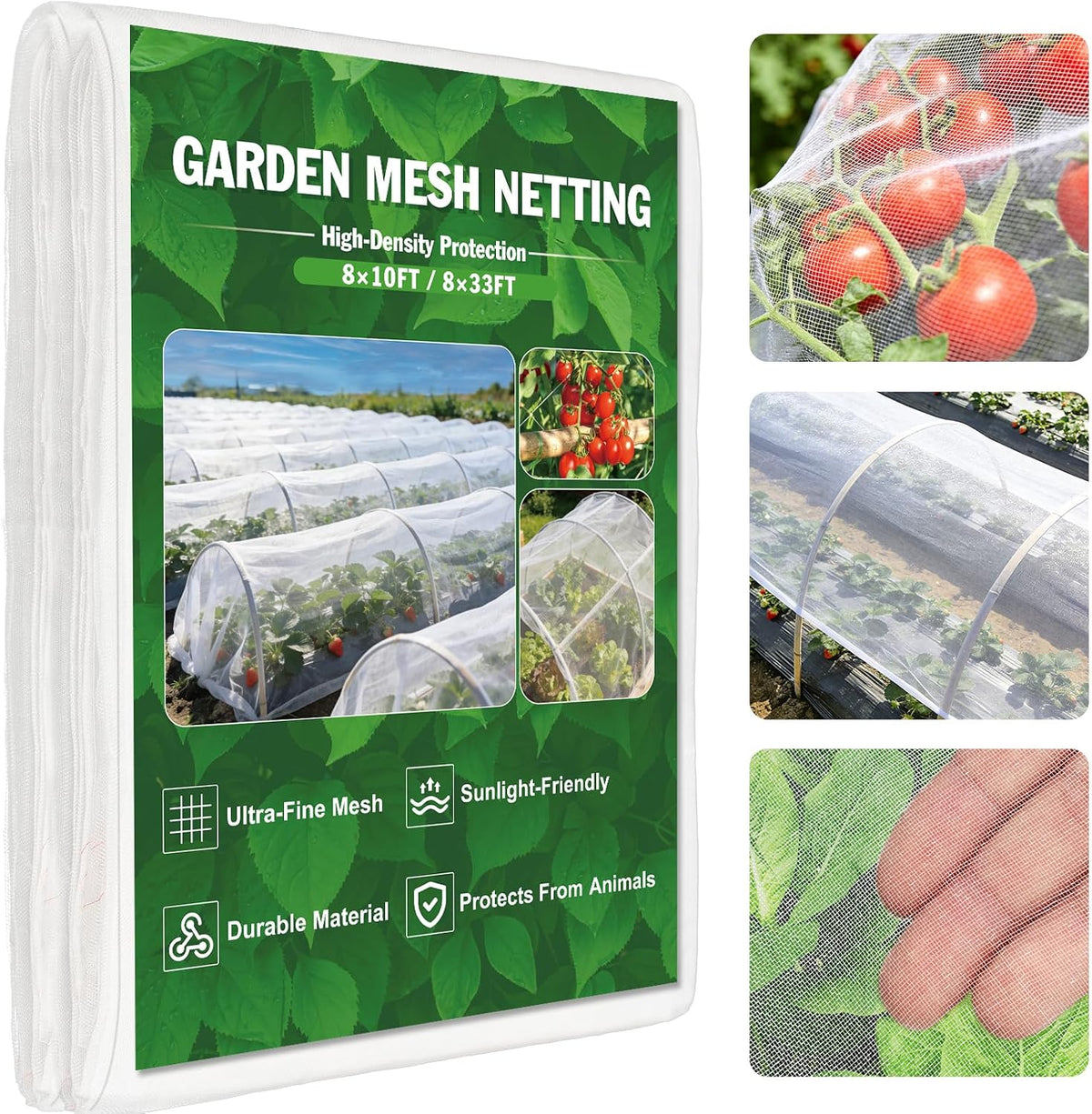 Deer Fence Netting Garden Netting Bird Netting - 7x100ft UV-Protected Garden Fence for Plant with 3/4" Fine Mesh - Includes 10 Stakes & 50 Zip Ties for Easy Installation