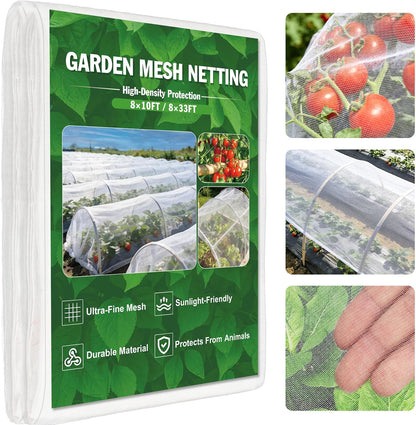 Deer Fence Netting Garden Netting Bird Netting - 7x100ft UV-Protected Garden Fence for Plant with 3/4" Fine Mesh - Includes 10 Stakes & 50 Zip Ties for Easy Installation