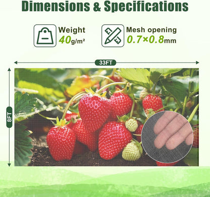 Deer Fence Netting Garden Netting Bird Netting - 7x100ft UV-Protected Garden Fence for Plant with 3/4" Fine Mesh - Includes 10 Stakes & 50 Zip Ties for Easy Installation
