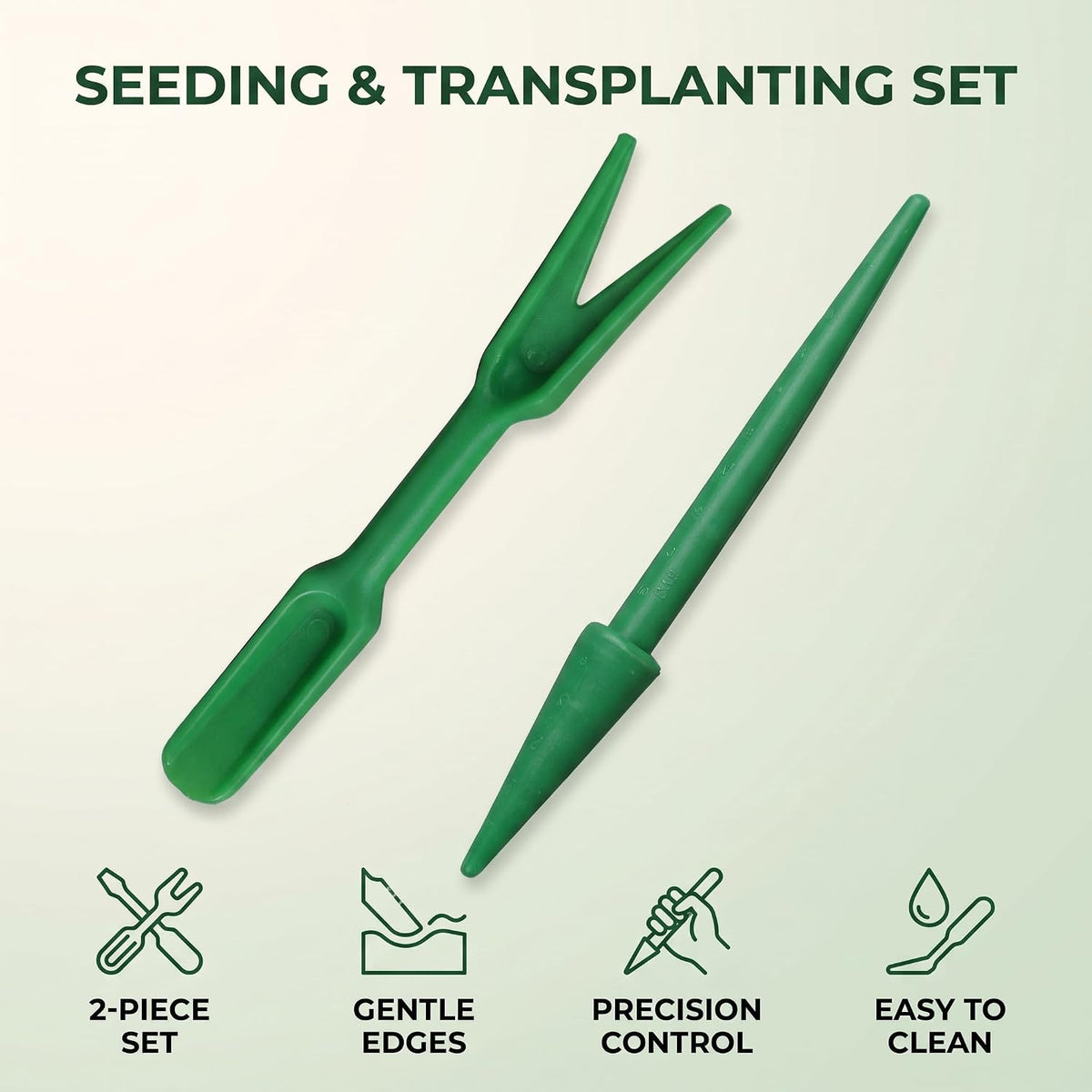 Mini Garden Hand Succulent Transplanting Tools,Widger Plastic Seedlings Dibber Sowing Digging Mini Gardens Hands Tools for Home Garden,Pack of 2 Hands Tools