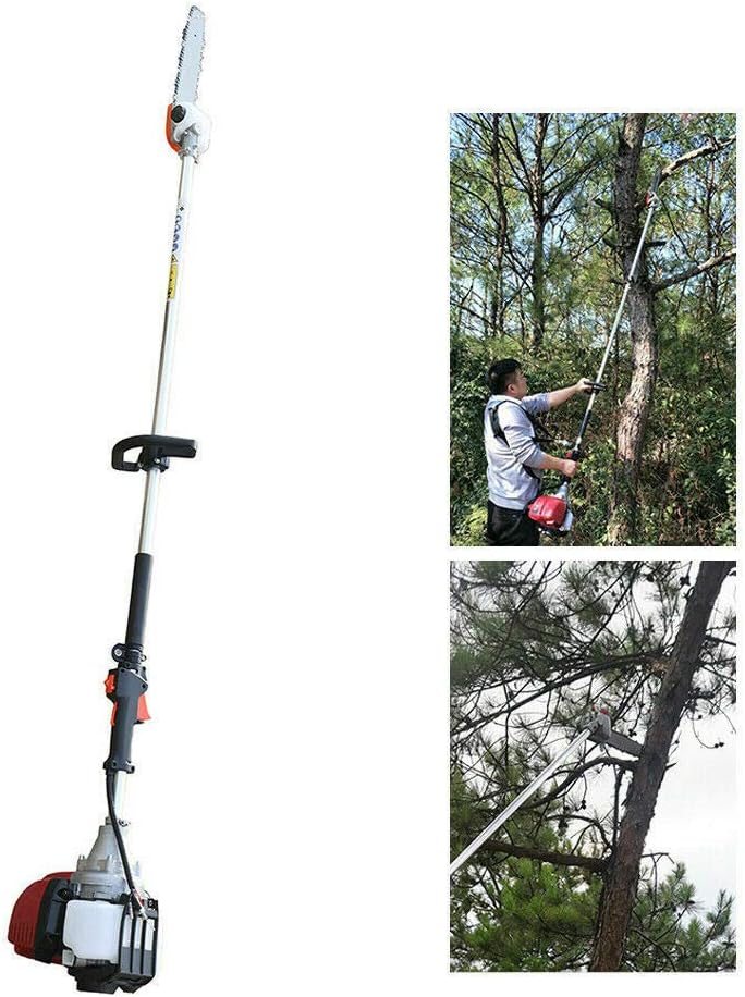 Gas Pole Saw Chainsaw 42CC 4 Stroke Brush Cutter Pruner Cordless Gas Long Reach Gardening Tree Hedge Trimmer wiht Extension Pole Air-cooled 140F