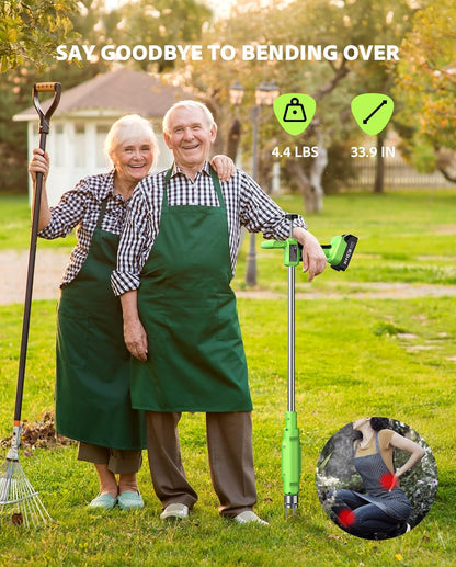 Electric Weed Puller Tool: 21V Battery Powered w/ 2pcs 2000mAh, Heavy Duty 3-Claw Steel Root Weeder Stand-Up Remover Picker Grabber Popper, for Dandelion Lawn Garden Yard EWP001