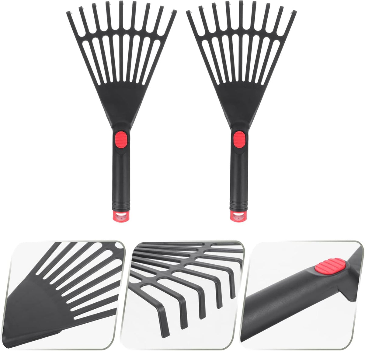 2pcs Gardening Hand Rakes Plastic Ash Rakes Mini Garden Cultivator Tools for Soil Loosening Leaf Cleanup Yard Lawn Shrub Flower Beds