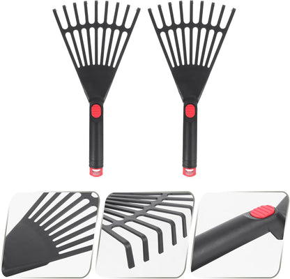 2pcs Gardening Hand Rakes Plastic Ash Rakes Mini Garden Cultivator Tools for Soil Loosening Leaf Cleanup Yard Lawn Shrub Flower Beds