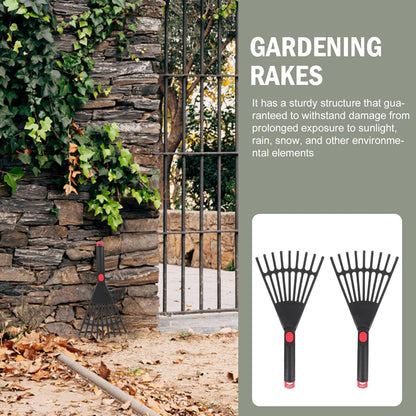 2pcs Gardening Hand Rakes Plastic Ash Rakes Mini Garden Cultivator Tools for Soil Loosening Leaf Cleanup Yard Lawn Shrub Flower Beds