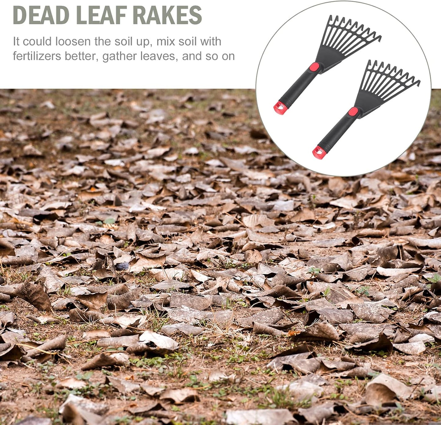 2pcs Gardening Hand Rakes Plastic Ash Rakes Mini Garden Cultivator Tools for Soil Loosening Leaf Cleanup Yard Lawn Shrub Flower Beds